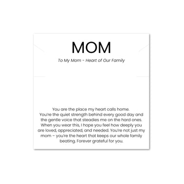 Card with text 'MOM' and a heartfelt message to a mother on a white background