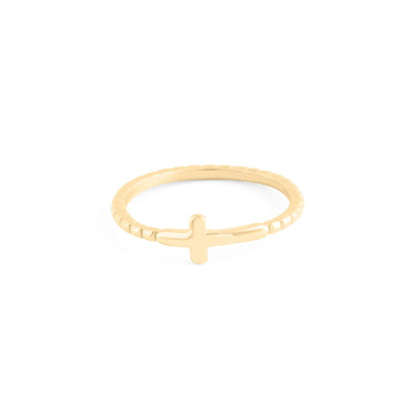 Wholesale Jewelry 14K Gold Filled Plus™ Beaded Cross Stacking Ring- Main