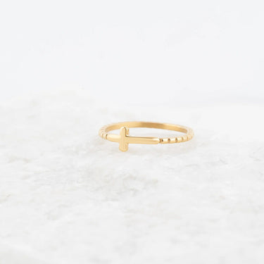 Wholesale Jewelry 14K Gold Filled Plus™ Beaded Cross Stacking Ring- Studio