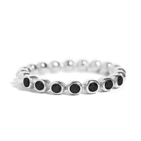 Stainless Steel PVD Coated Beaded CZ Stacking Ring / CSR0006