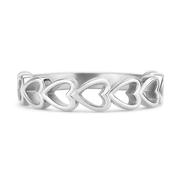 Stainless Steel PVD Coated Sideways Heart Stacking Ring / CSR0008