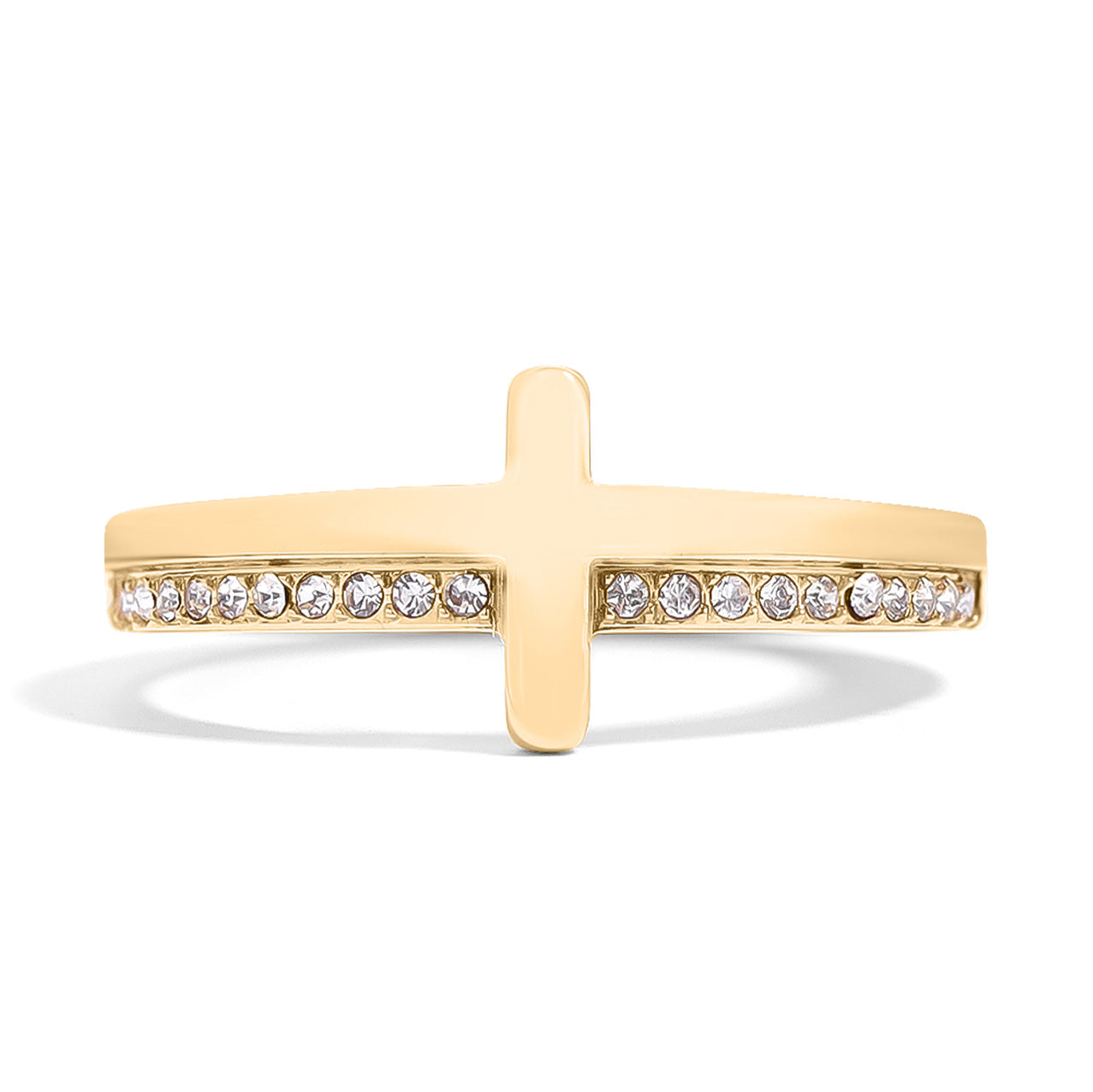 Cross Stone ring gold 