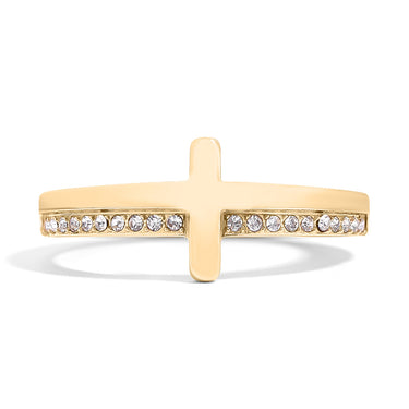 Cross Stone ring gold 