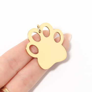 18K Gold PVD Blank Dog Paw Pet Tag 