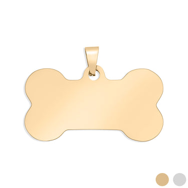 PVD 18K Gold en acier inoxydable Blank Dog Bone Pet Tag/PDL0134