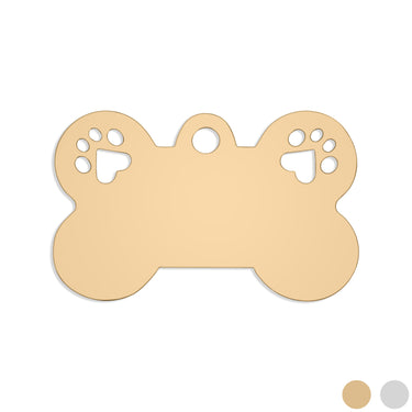 18k Gold PVD Blank rostfritt stål Dog Bone Paw Print Pet Tag / PDL0135