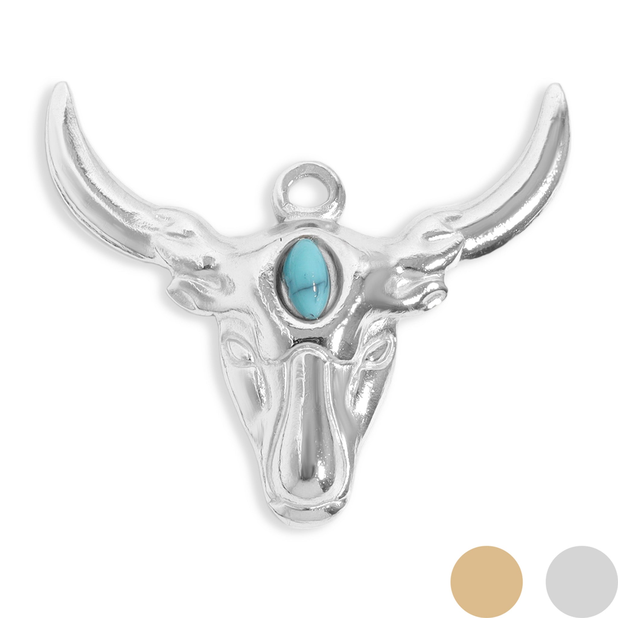 Longhorn bull pendant with turquoise stone in forehead