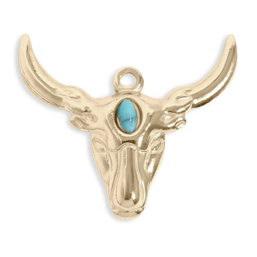 Longhorn bull pendant with turquoise stone in forehead