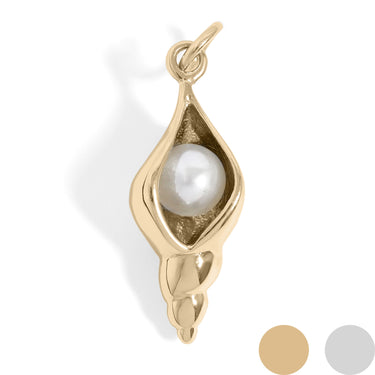 Conch shell charm with pearl