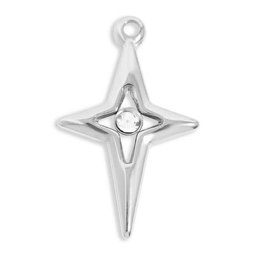 Compass star pendant with CZ stone in center