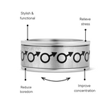 Male Symbol Spinner Stainless Steel Ring Feature Graphic