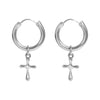 Sterling Silver Cross Hoop Earrings / DIS0204