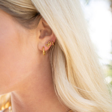 18K Gold PVD Stainless Steel Textured Huggie Hoop Earrings