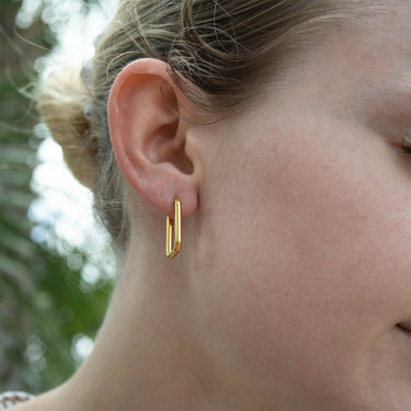 Rounded Rectangle Hoop Earrings