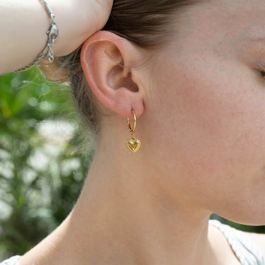Classic Heart Huggie Charm Earrings