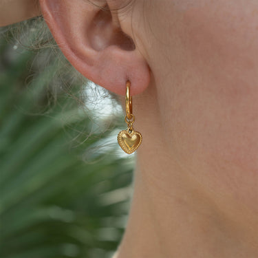 Classic Heart Huggie Charm Earrings
