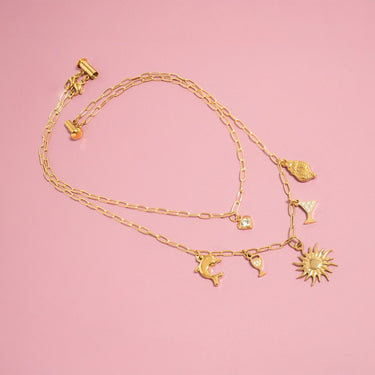 18K Gold PVD Stainless Steel Vacation Charm Set 
