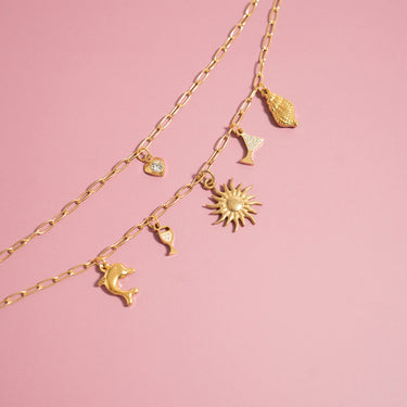 18K Gold PVD Stainless Steel Vacation Charm Set 