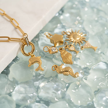 18K Gold PVD Stainless Steel Vacation Charm Set 