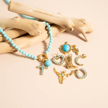 Turquoise Stone Horseshoe Charm