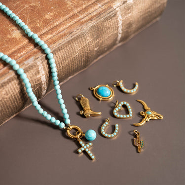 Turquoise charms with charm keeper