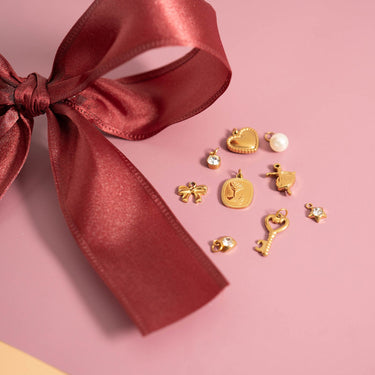18K Gold PVD Stainless Steel Ribbon Bow Charm