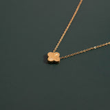 18K Gold PVD Stainless Steel Lucky Clover Charm Necklace / CHN0046