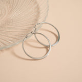 Stainless Steel Flat Oval Tube Hoop Earrings 