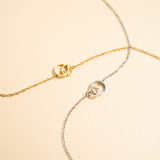 18K Gold PVD Stainless Steel Intertwined Rings Necklace / CHN0078