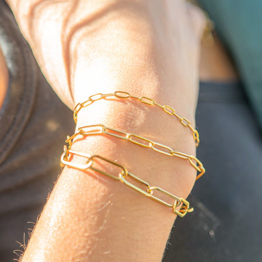 18K Gold PVD Stainless Steel Paperclip Chain Bracelet