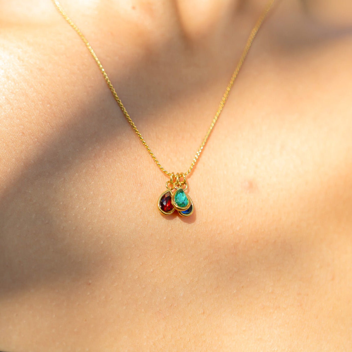 18K Gold PVD Teardrop Birthstone Charm