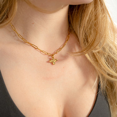 18K Gold PVD Stainless Steel Mommy and Me Bee Necklace Set 