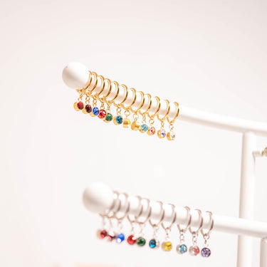 18K Gold PVD Birthstone Huggie Earring