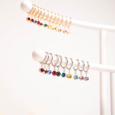 Stainless Steel Birthstone Huggie Earrings