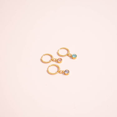 18K Gold PVD Birthstone Huggie Earring