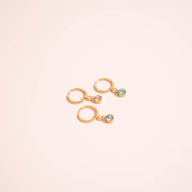 18K Gold PVD Birthstone Huggie Earring