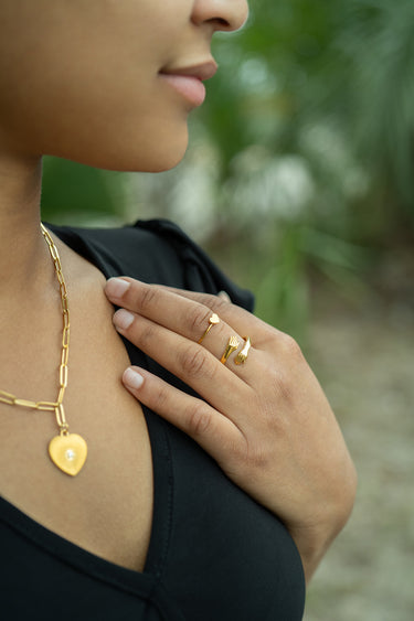 CZ Heart Paperclip Pendant Necklace Lifestyle