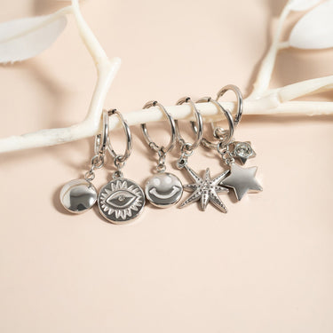 Huggie With Evil Eye Charm Earrings