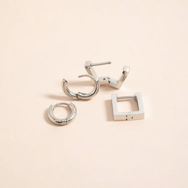 18K Gold PVD Stainless Steel Square Huggie Earrings / ERJ0053