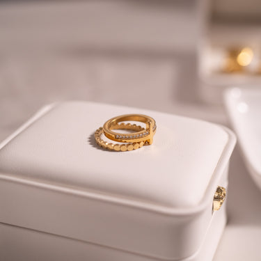 18K Gold PVD Edelstahl Flachkreis Stapelring/CSR0009