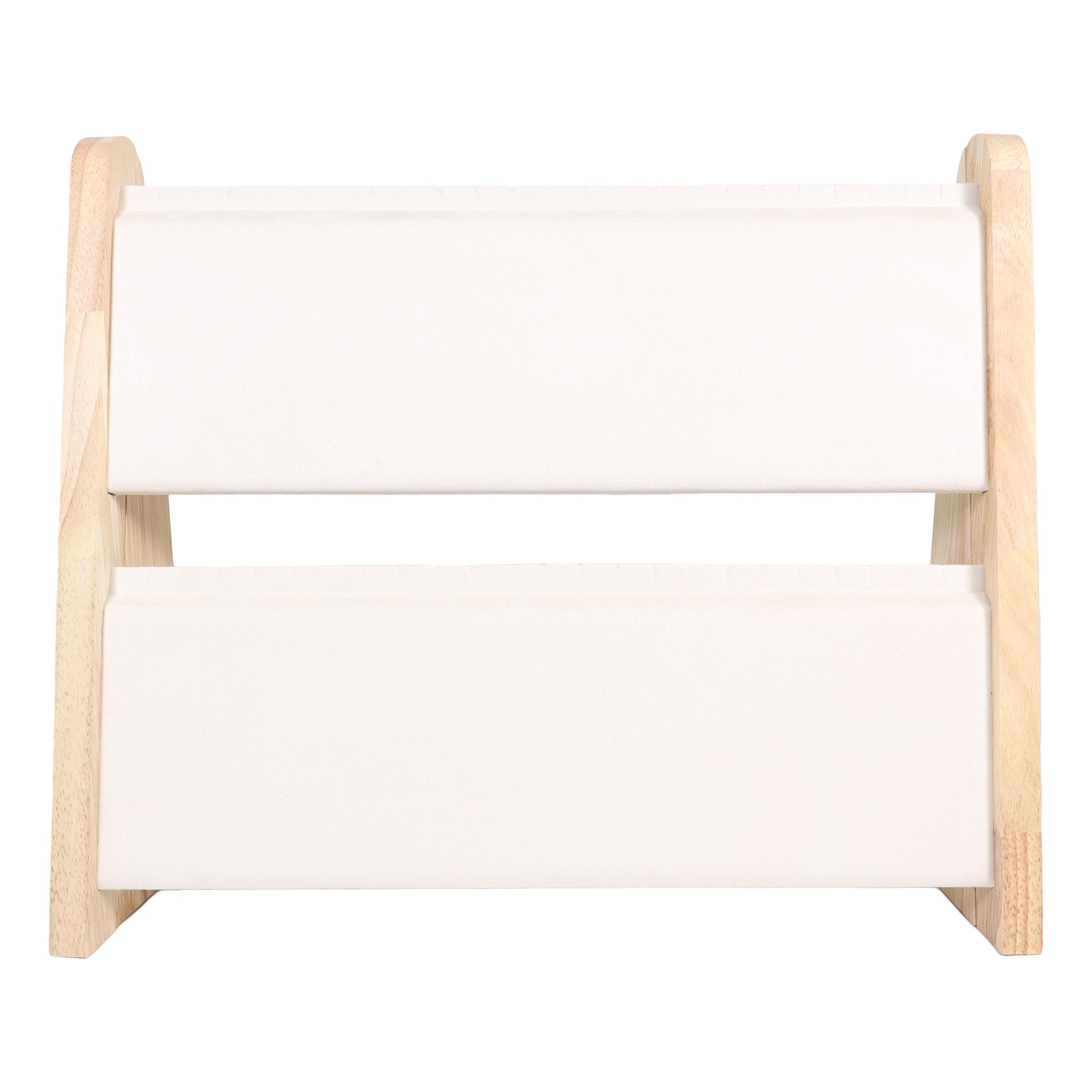 Natural Wood & Suede 2 Tier Jewelry Display / DSP0024