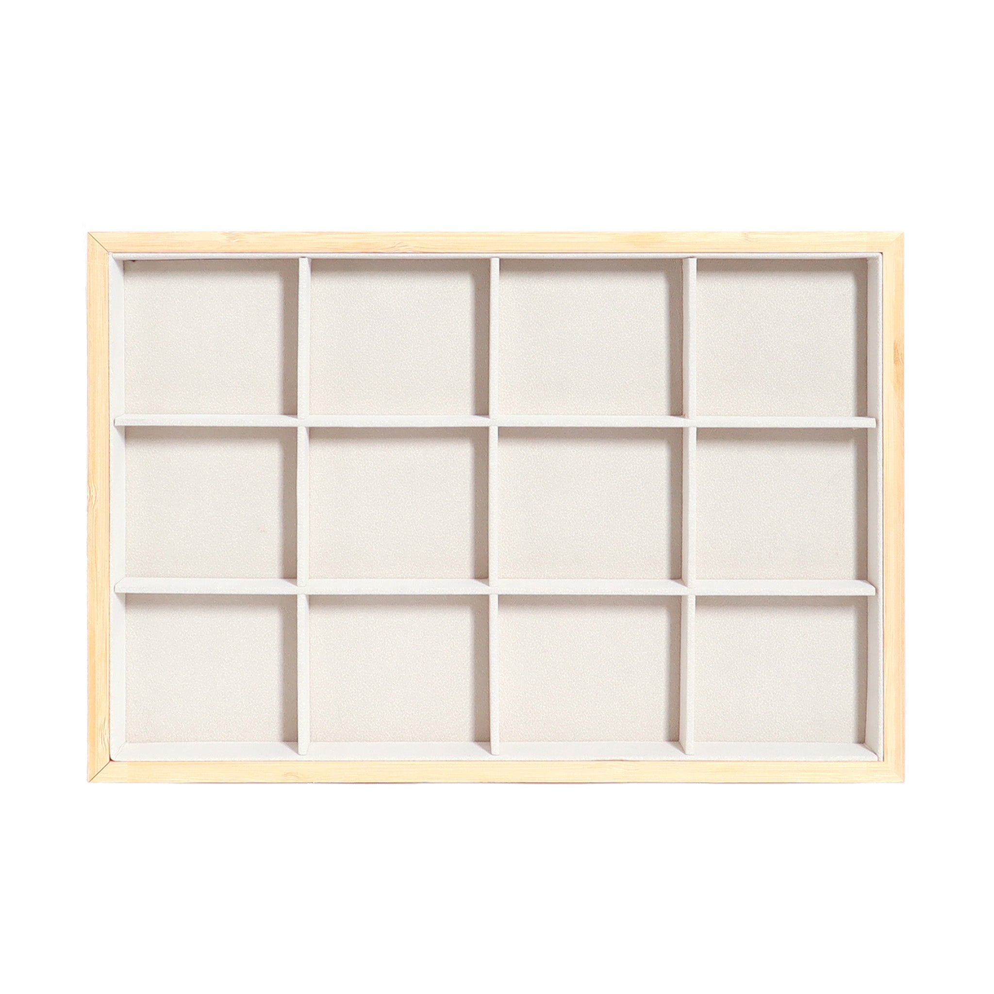 Natural Wood & Suede 12 Unit smycken Tray Display / DSP0032