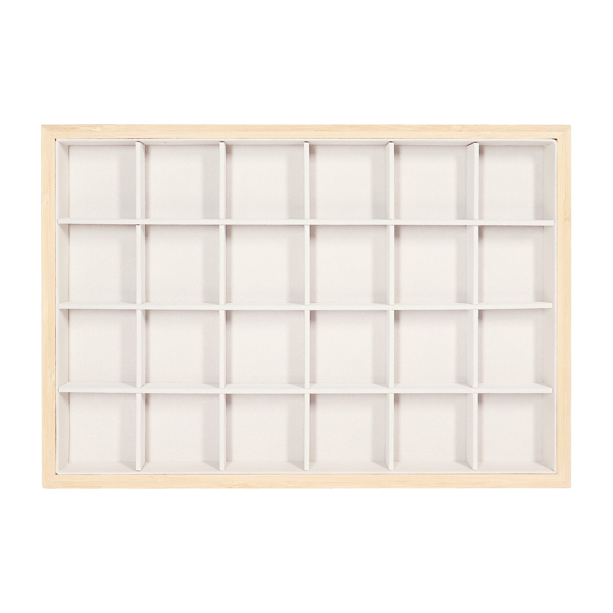 Natural Wood & Suede 24 Unit smycken Tray Display / DSP0033