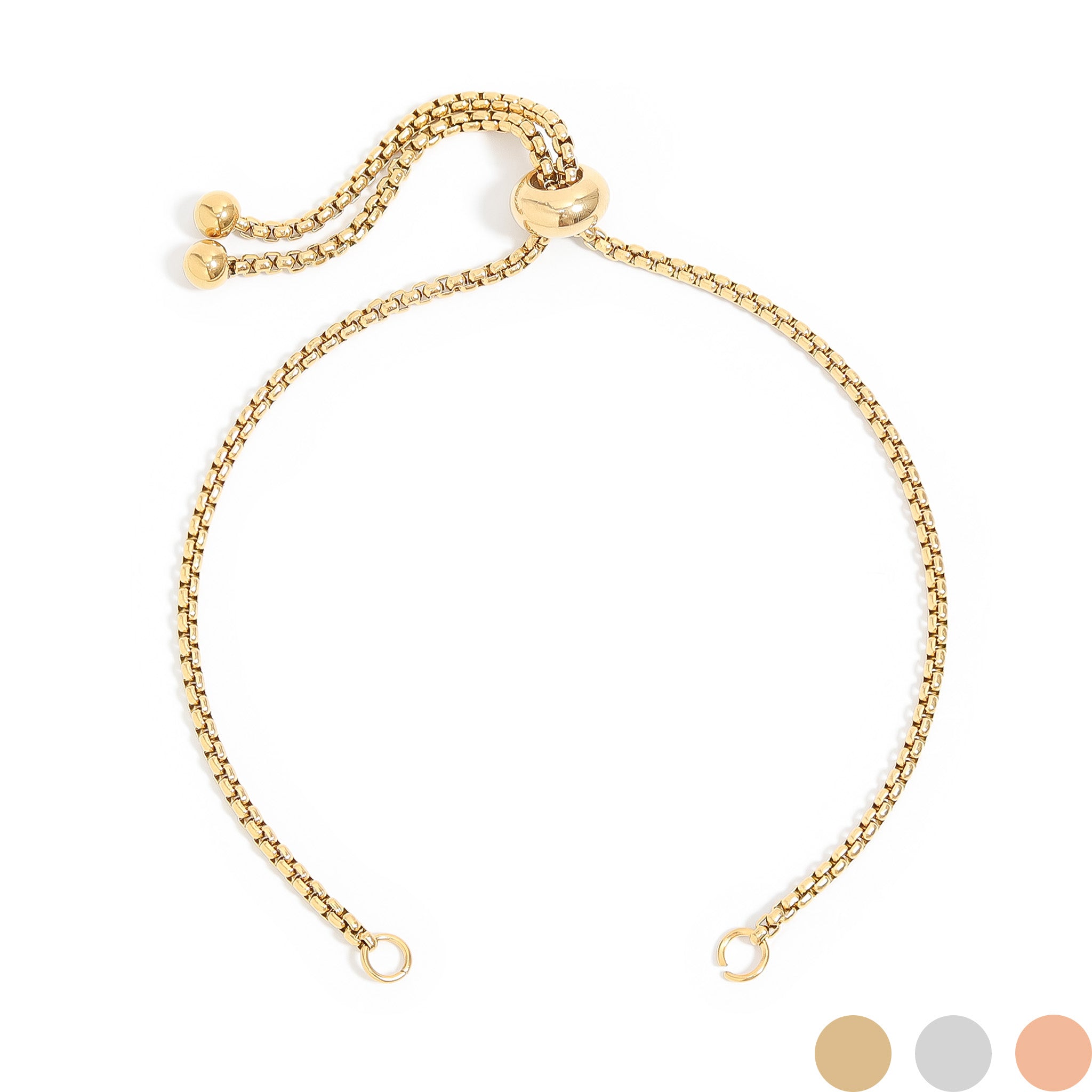 18K guld PVD rostfritt stål justerbar pärla Cinch Bolo Chain Armband / ENC0006