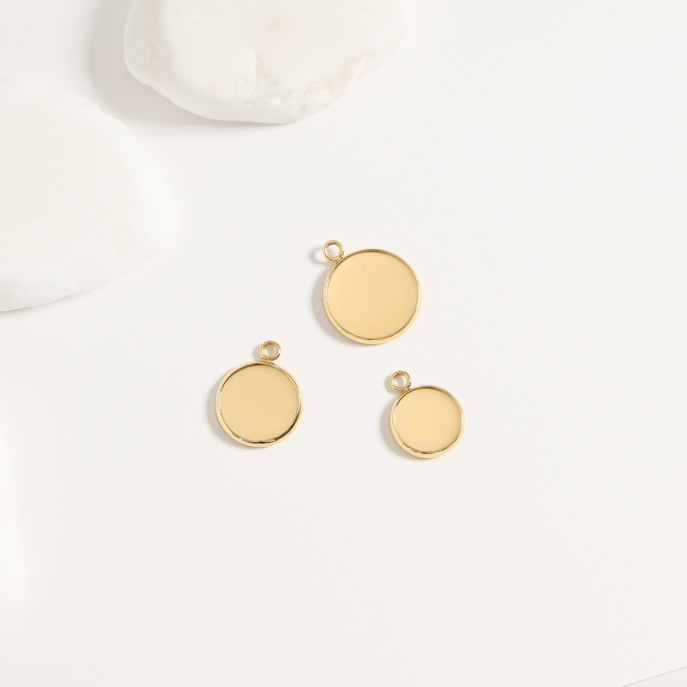 18k Gold PVD Rostfritt stål Cabochon Bezel 10 Pack / ENC0020