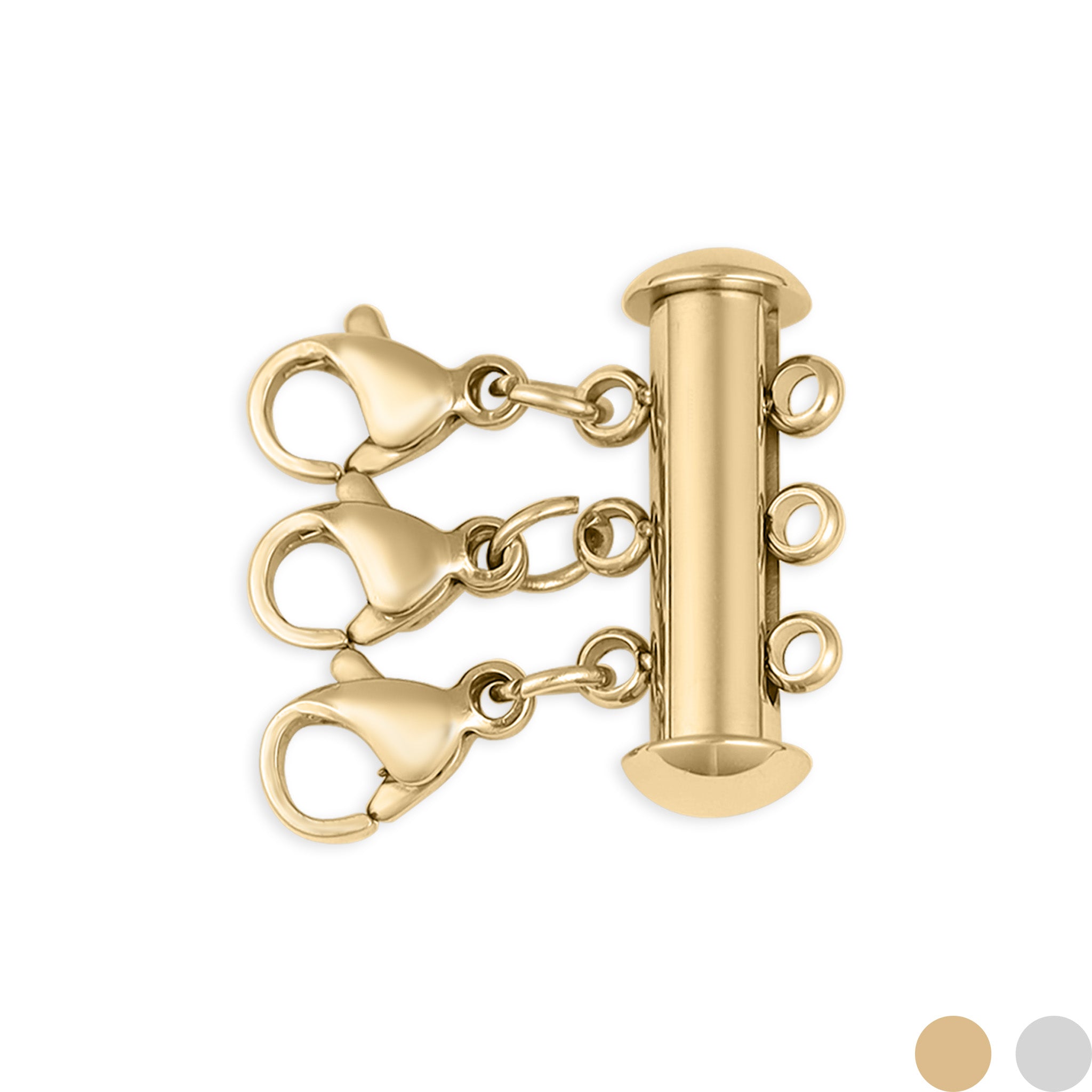 18K Gold PVD Stainless Steel 3 Row Layering Necklace Magnetic Clasp