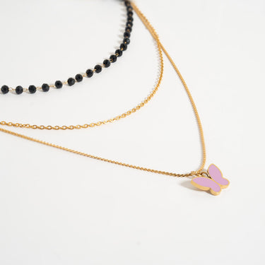 18K Gold PVD Stainless Steel Black Beaded Chain - By The Foo