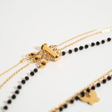 18K Gold PVD Stainless Steel Black Beaded Chain - By The Foo