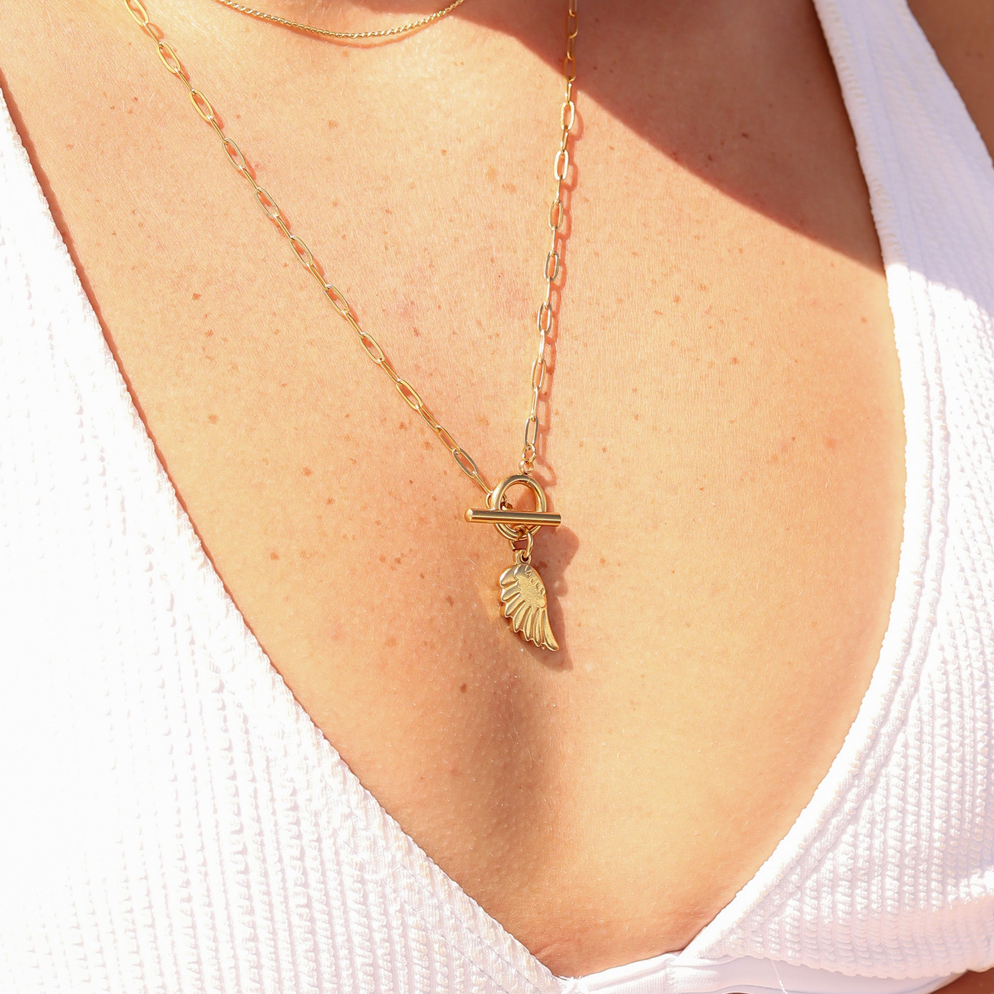 18k Gold PVD Rostfritt stål Small Angel Wing Charm / PDL0105
