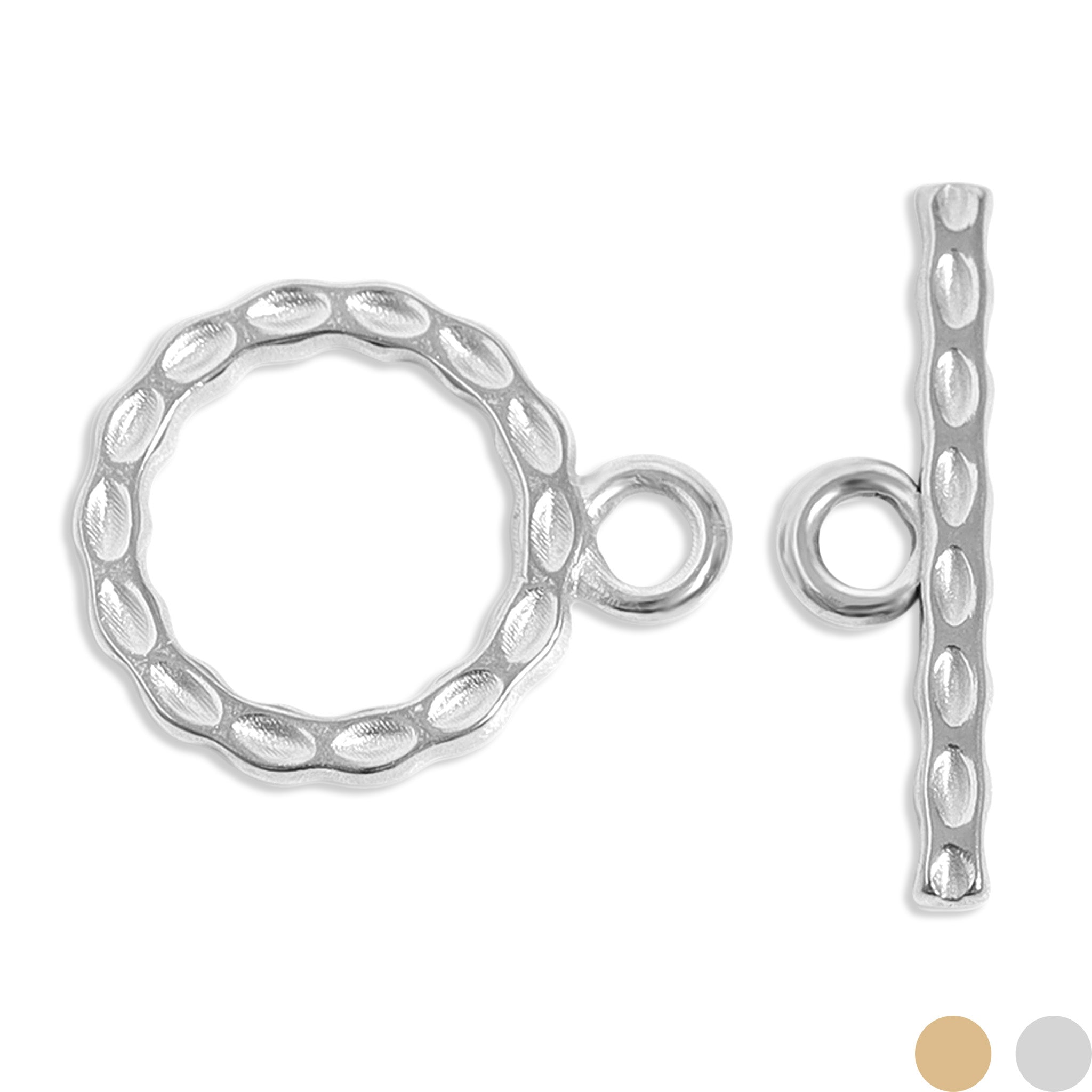 18K Gold PVD Stainless Steel Textured Circle Toggle Clasp / ENC0048